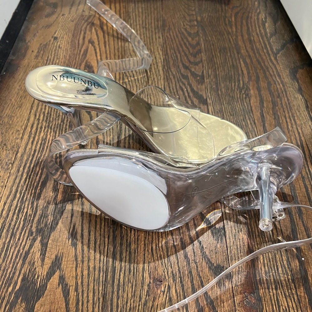 Clear and Gold Women's Heels - Picture 2 of 2
